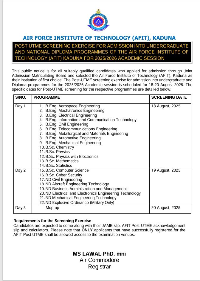 POST UTME 2025